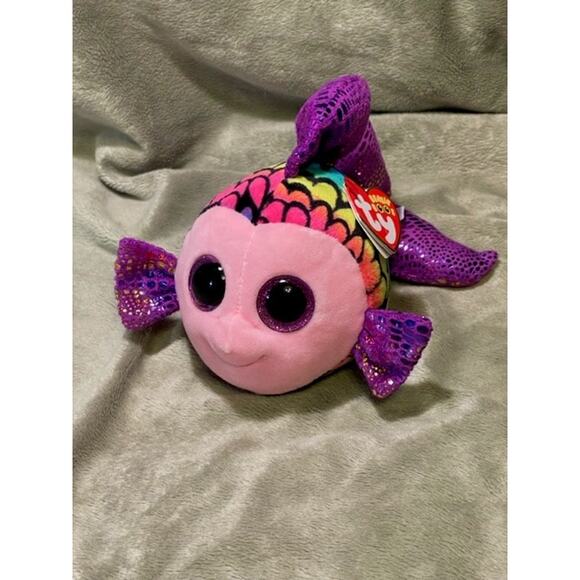 Ty Beanie Boos Collection-Multicolored Flippy the Fish-Retired (2017)-NWT - Picture 1 of 6